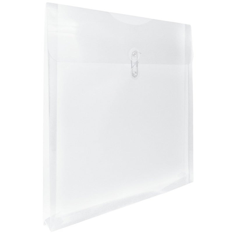 JAM PAPER Plastic Envelopes with Button & String Tie Closure - Large Square - 13 x 13 - Clear - 12/Pack - Image 3